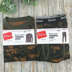 Mens Hanes Originals Raschel Reversible Knit Thermal Top & Bottom Size S
